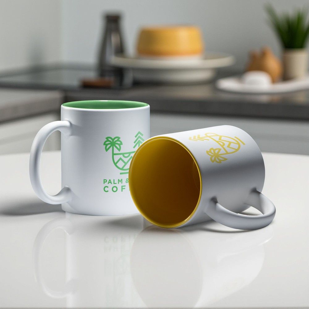 Λευκή διαφημιστική κούπα με χρωματιστό εσωτερικό