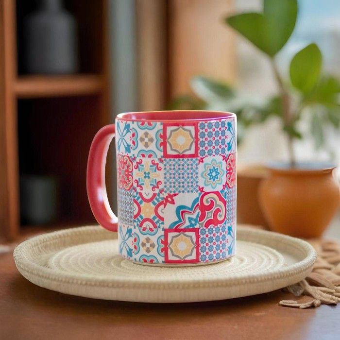 Διαφημιστική κεραμική κούπα με χρωματιστό χερούλι και εσωτερικό